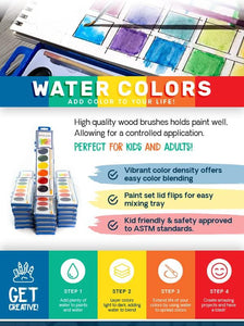 Color Swell Watercolor Paint Pack Wood Brushes 8 Colors