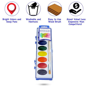 Color Swell Watercolor Paint Pack Wood Brushes 8 Colors