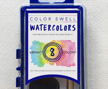 Load image into Gallery viewer, Color Swell Watercolor Paint Pack Wood Brushes 8 Colors